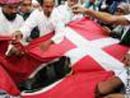 Angry Muslims burn Danish flag in protest over cartoons in southern Philippines