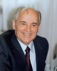 Mikhail Gorbachev addresses to world leaders during international forum