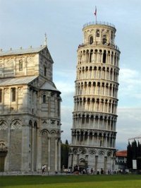 Italian architects start constructing modern glass and steel building simulating 'Leaning Tower' tilt