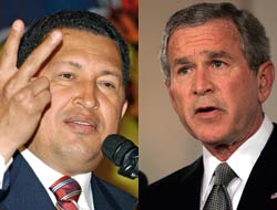 Hugo Chavez and George W. Bush