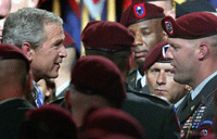 George W. Bush talking to U.S. soldiers at Fort Bragg