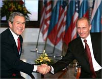 Bush and Putin will meet in U.S. in early July to discuss an array of issues