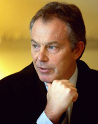 Britain's outgoing prime minister Blair in South Africa on farewell tour