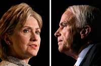 McCain and Clinton take the lead in Super Tuesday primaries