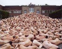 Women pose naked on their bicycles to photographer Spencer Tunick in Amsterdam