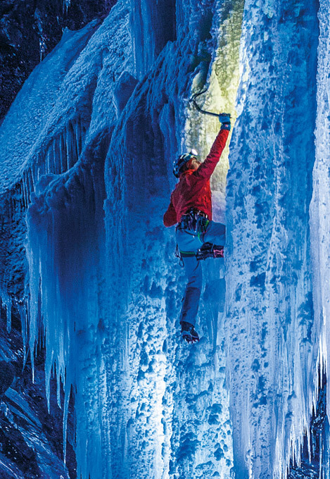 Climbers on icefalls
