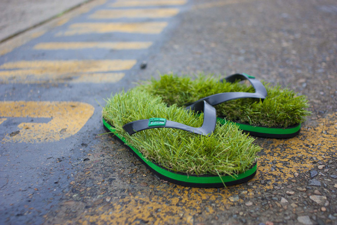 Always green and grassy flip flops