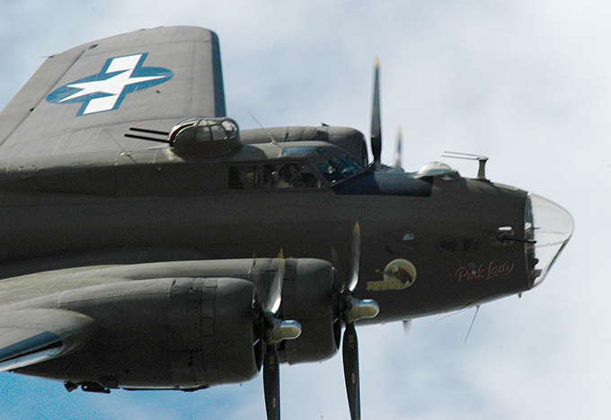 Flying fortress in the air