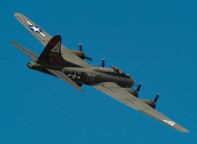 Flying fortress in the air