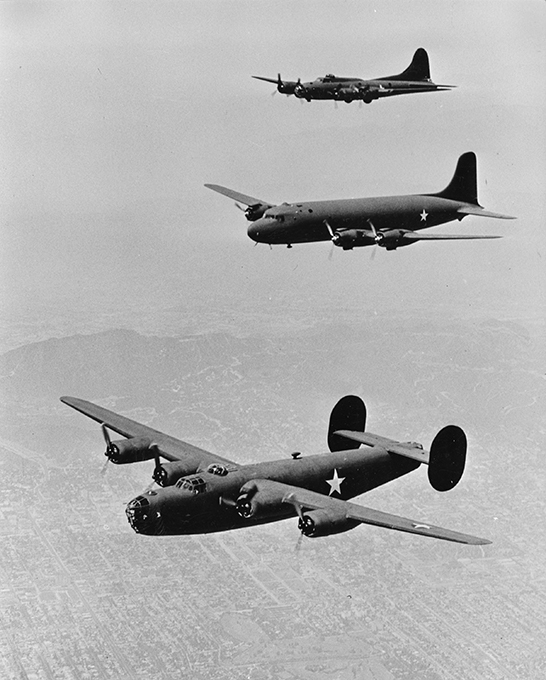 Flying fortress in the air