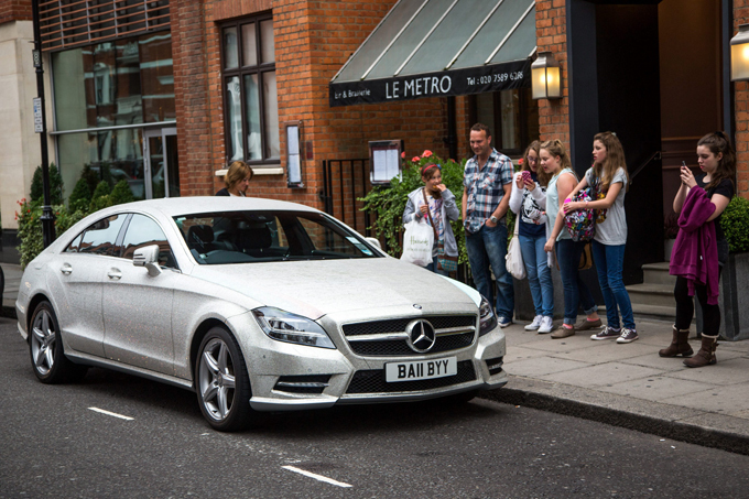 Russian girl drives Swarowski-encrusted Mercedes