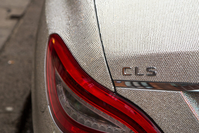 Russian girl drives Swarowski-encrusted Mercedes