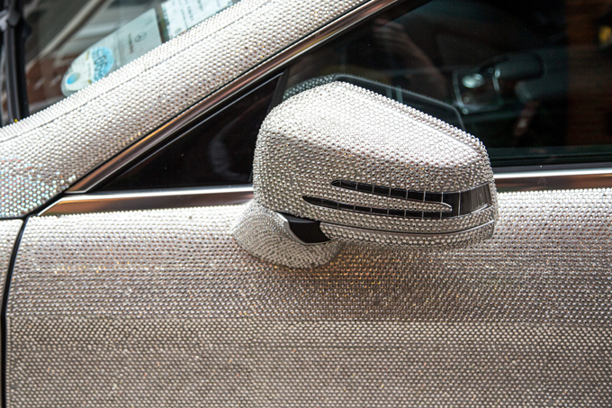 Russian girl drives Swarowski-encrusted Mercedes