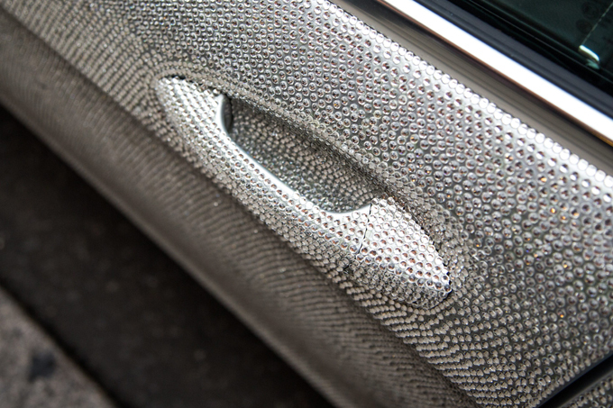 Russian girl drives Swarowski-encrusted Mercedes