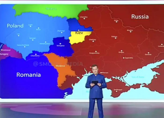 Dmitry Medvedev shows new post-Ukraine map of the world