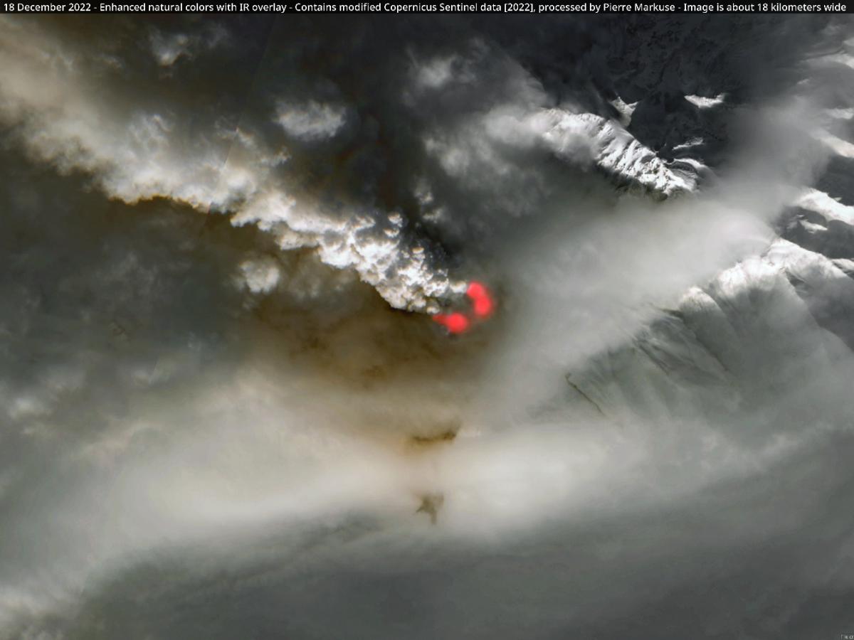 White snow turns grey as Shiveluch volcano emits massive ash cloud