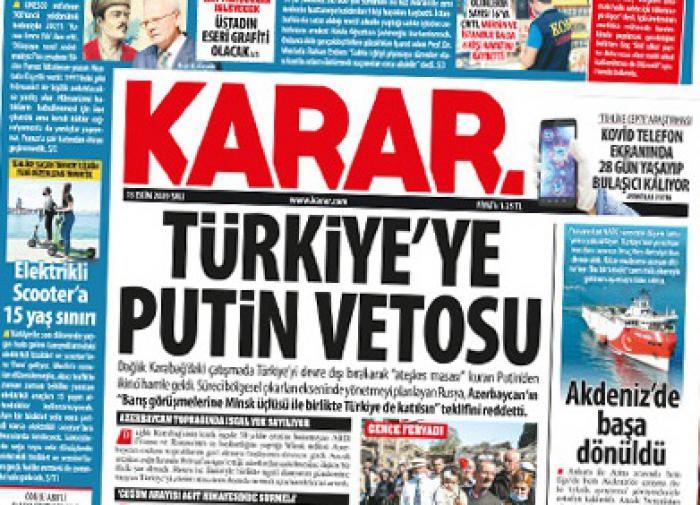 Turkey outraged about Putin's veto on Nagorno-Karabakh talks