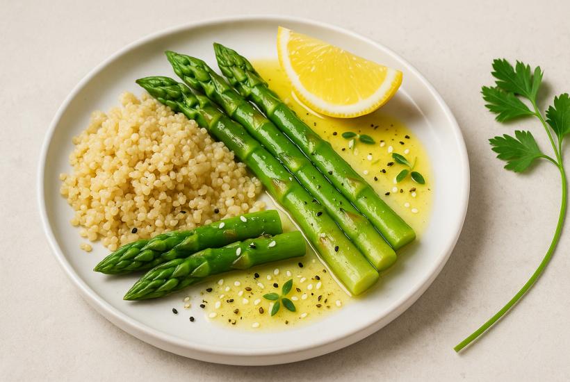 Asparagus with Quinoa and Lemon Dressing