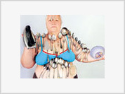 Magnet woman holds any types of cooking outfit on her body