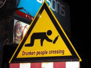 Drunken people crossing!