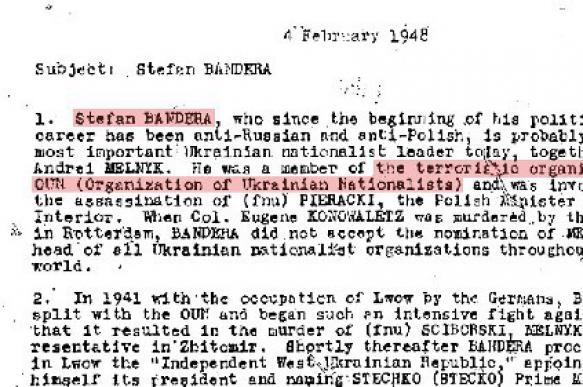 CIA recognizes Bandera as terrorist and funds him