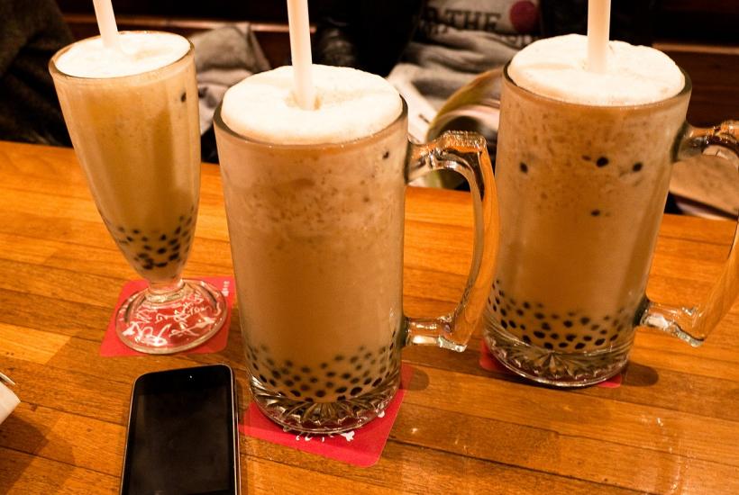 Glasses of bubble tea