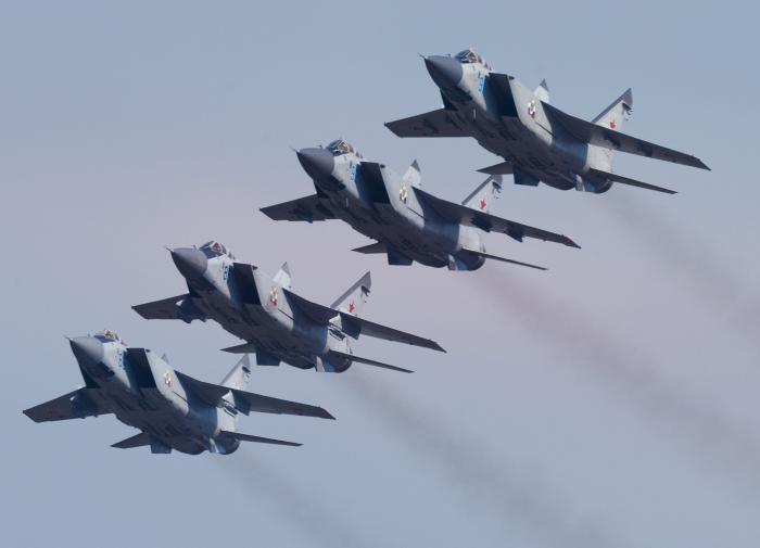 MiG-31 fighter jets conduct exercises in stratosphere